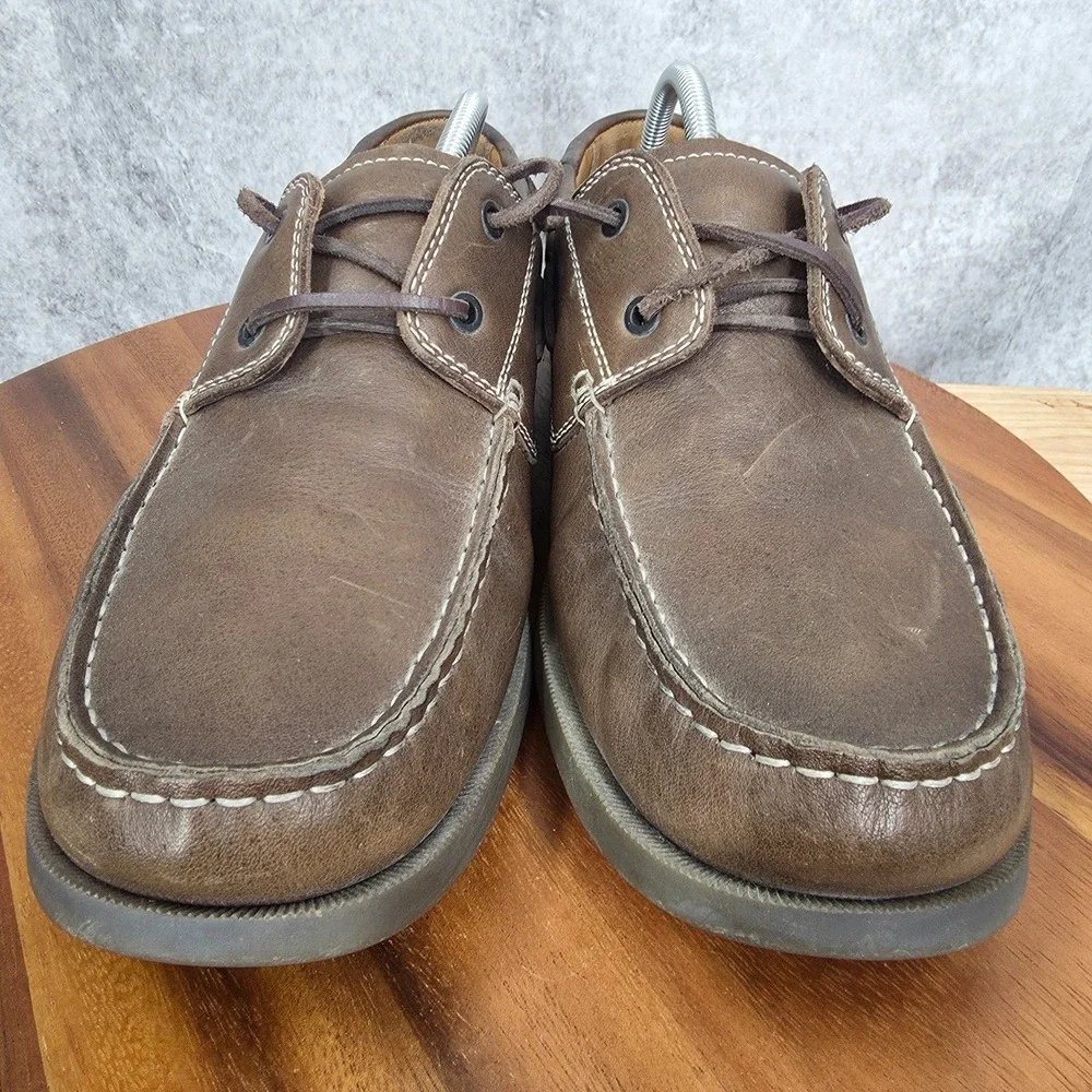 Ecco Boat Shoes Mens EU‎ 44 US 10 - 10.5 Brown Leather Slip On Loafers Casual